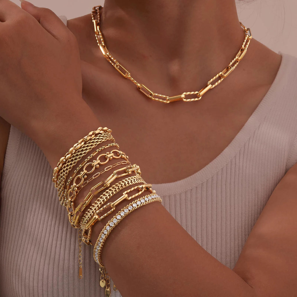 Link Gold Set – Kette & Armband im Duo-Look