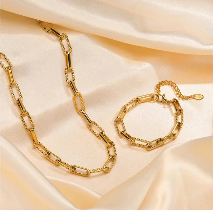 Link Gold Set – Kette & Armband im Duo-Look
