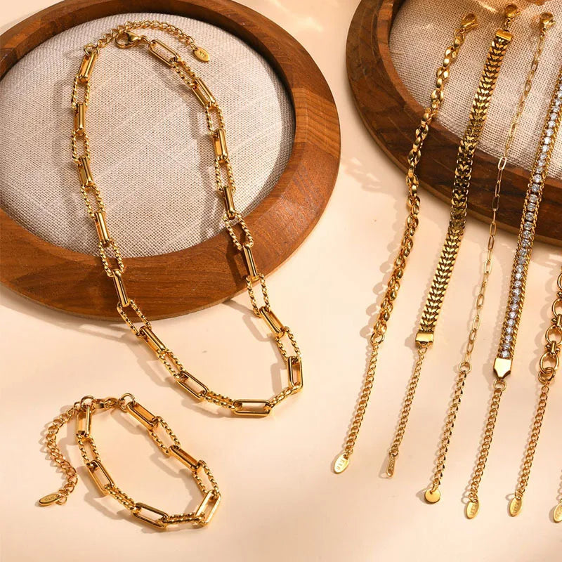 Link Gold Set – Kette & Armband im Duo-Look