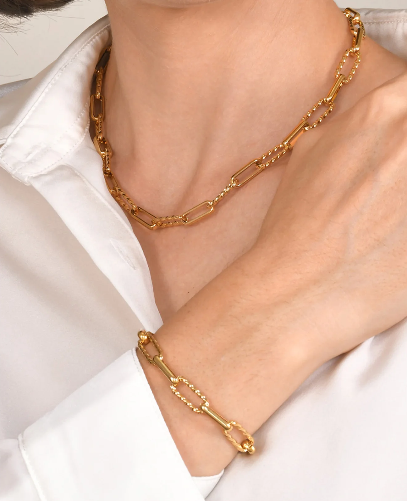 Link Gold Set – Kette & Armband im Duo-Look